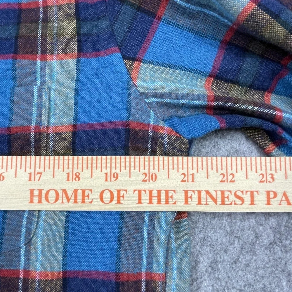 Wallace & Barnes J Crew‎ Shirt Mens Medium Blue Plaid Wool Blend Button Down